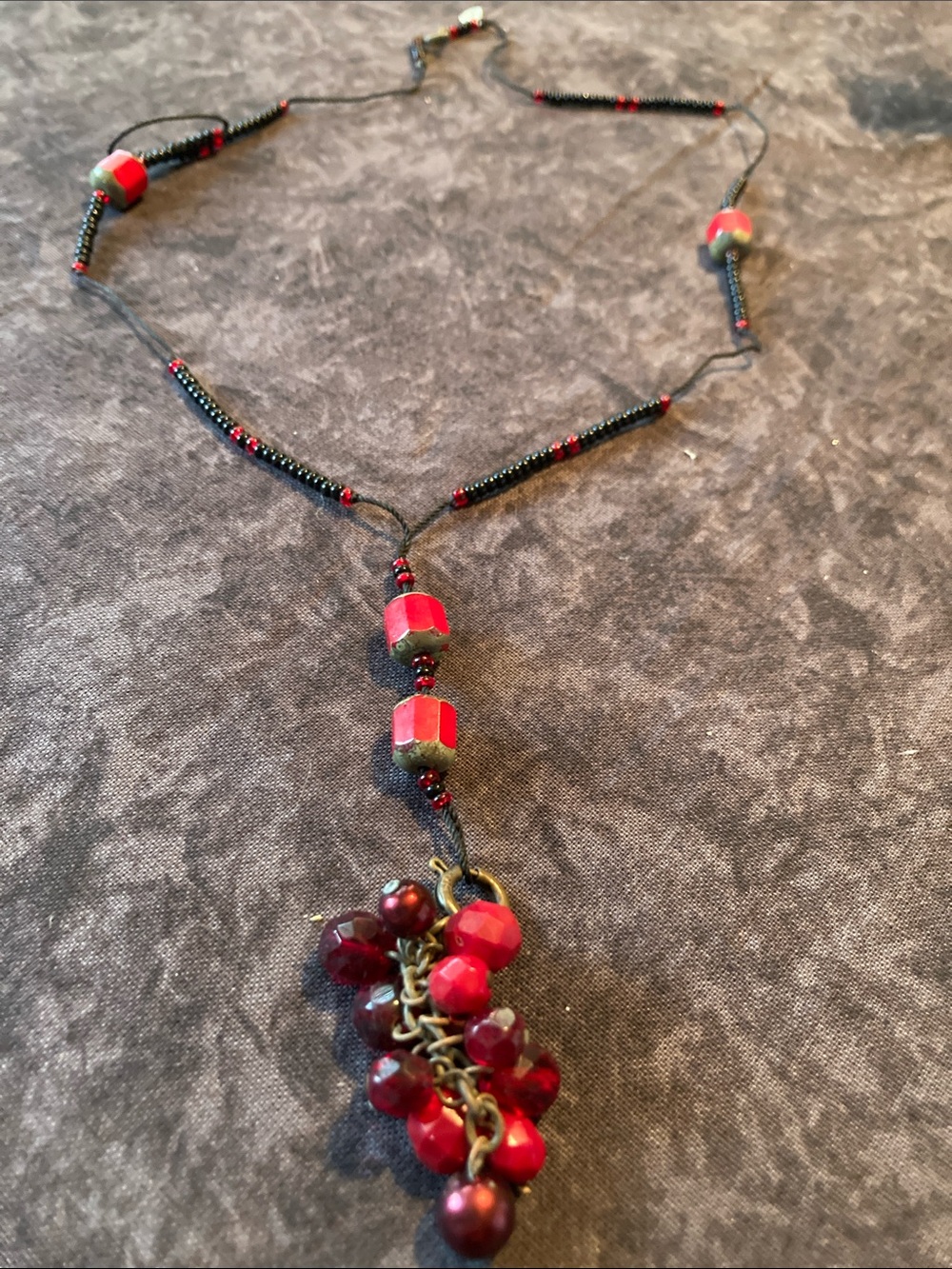 Handcrafted Red Beaded Pendant Necklace - Women Jewelry